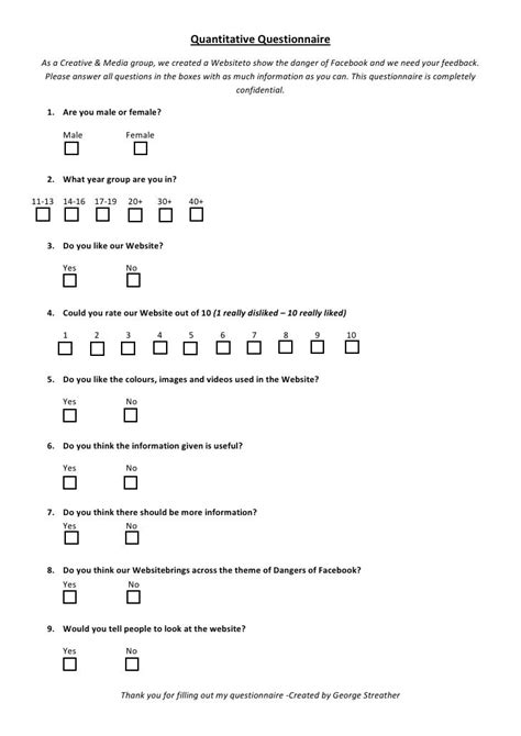 quantitative survey questionnaire sample